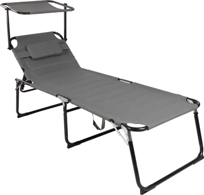 Produktbild von XXL Aluminium Gartenliege anthrazit mit Dach und Kissen L200xB70cm