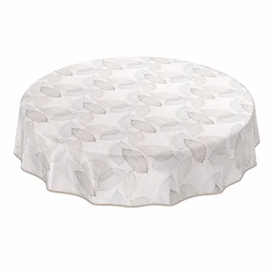 Produktbild von Tischdecke Wachstuch Blumen Beige Robust Wasserabweisend Rund 140 cm