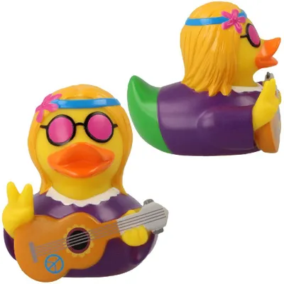 Produktbild von van der Meulen Badeente Hippie Frau mit Gitarre Vinyl Spielzeug