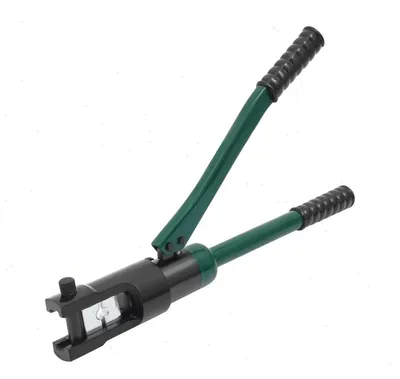 Image de Pince à sertir hydraulique pour câbles - Outil de sertissage manuel - Force de sertissage : 120 kN - Pour câbles en cuivre de 16 à 300 mm² - 11 matrices - En fonte - Couleur : vert
