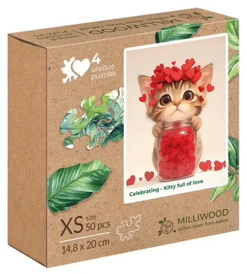 Produktbild von Puzzle Drewniane Kotek Pełen Miłości 50 Elementów