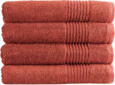 Produktbild von PHLOX Badetücher Set - 4 Teilig - 100% Baumwolle 600 g/m² - 70x140 cm - Frottee, Weich - Terracotta