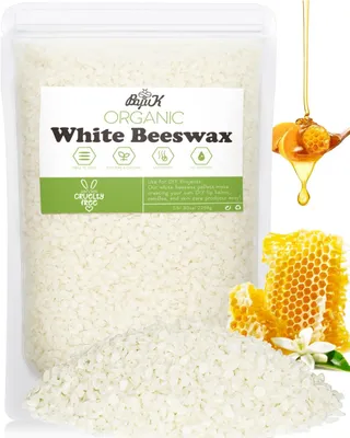 Obrázok produktu pre Elzusha – Biele včelie voskové granule 2,3 kg – Čisté a organické, vhodné na výrobu sviečok a kozmetických produktov