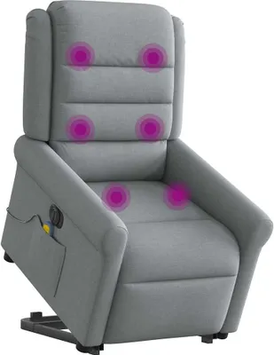 Immagine prodotto di Poltrona Alzapersona Massaggi Elettrica Grigio Chiaro Tessuto