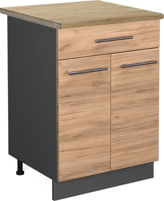 Immagine prodotto di Mobiletto base per cucina Vicco Fame-Line Rovere dorato 60 cm con cassetto, PL Rovere, Model 46488