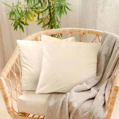 2 Kissenbezüge 40x40 cm beige Samt weich mit Reißverschluss