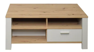 Produktbild von FURNARO Couchtisch Nele Beistelltisch kreidegrau matt lack/ asteiche B/H/T: 111x45x60 cm