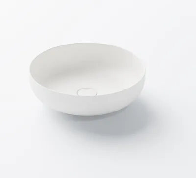 Produktbild von Steinberg Serie 440 Aufsatzwaschtisch, rund, ohne Überlauf, 400x400x120mm, SOLIDSurface, 4406120W