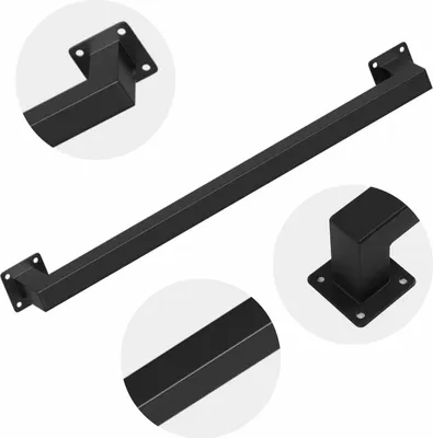 Zdjęcie produktu dla Poręcz kwadratowa Peviasot, 60 cm, czarna, balustrada schodowa wykonana z żelaza, pokryta proszkowo, wymiary 30 x 30 mm, jednolita, przeznaczona do schodów i korytarzy