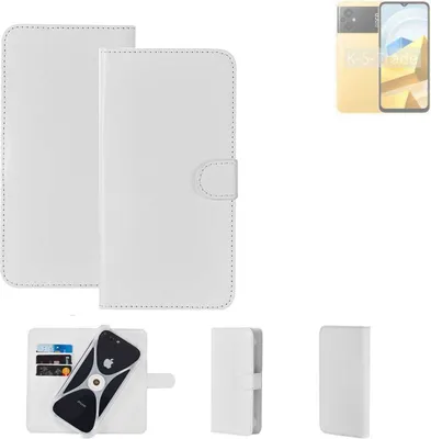 Produktbild von K-S-Trade Handy Hülle Schutz Hülle kompatibel mit POCO M5 Cover Case Bookstyle Bumper weiß 1x
