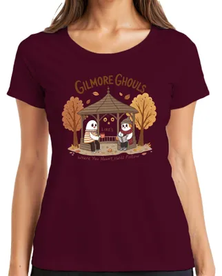 Zdjęcie produktu dla Gilmore Ghouls, gdzie nawiedzasz, podążę za Herbst Geister niedlich Damen T-Shirt, Burgundy, L
