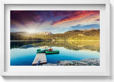 Produktbild von Flusslandschaft– Wandbild mit Rahmen – Gerahmtes Bild  – Wanddekoration – 60x40 cm –  Schwarz Rahmen