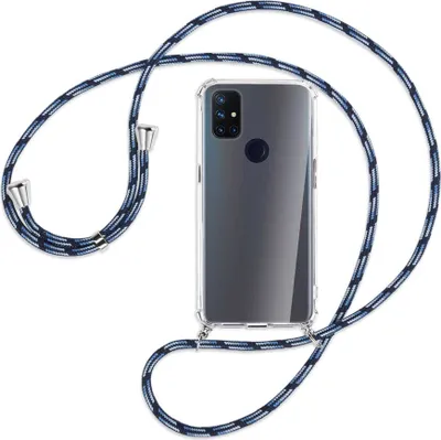 Produktbild von Handykette Backcover-Schutzhülle mit Band (Metall silberfarben) für OnePlus Nord N10 5G - Blautöne
