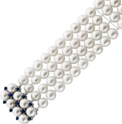 Produktbild von Perlenarmband Akoyaperlen Saphire 0.40ct Weißgold 585 14K  21