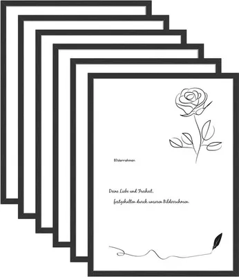 Produktbild von 6 x Bilderrahmen 40x60, Rahmen Schwarz, Bilderrahmen Metallrahmen mit Plexiglas, Wandrahmen für Art&Family&Kinders, Aluminiumlegierung, ca.41x61cm