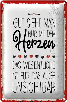Produktbild von Blechschild Spruch Gut sieht man nur mit dem Herzen 20x30cm