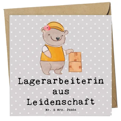 Produktbild von Mr. & Mrs. Panda Grußkarte Lagerarbeiterin Leidenschaft - Grau Pastell - Geschenk, doppelkarte, Glückwunschkarte, Klappkarte, Lustig, Ausbildung, anlasskarte, faltkarte