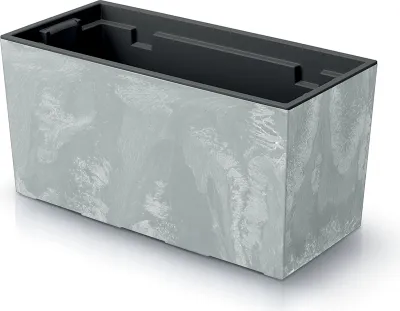 Produktbild von Prosperplast Blumenkasten Kunststoff Betoneffekt, L 39.5 cm B 18.5 cm H 19.5 cm, UV- & witterungsbeständig, mit Innenkasten, für Innen- & Außenbereich, Urbi Case