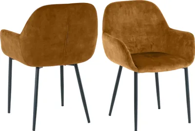 Produktbild von SIT Möbel 2er-Set Samt-Armlehnstuhl | ausgestellte Armlehnen | Bezug Samt gelb | Beine Metall schwarz | B 48 x T 57 x H 84 cm | 02405-23 | Serie STUHL