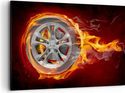 Produktbild von Bild auf Leinwand - Leinwandbild - Rad Flammen Felge - 120x80cm - Wand Bild - Wanddeko - Wandbilder - Leinwanddruck - Bilder - Kunstdruck - Wanddekoration - Leinwand bilder - Wandkunst - AA120x80-0198