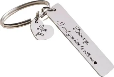 Produktbild von INF Drive Safe Schlüsselanhänger für Paare - Edelstahl, 5cm, Silber model 2
