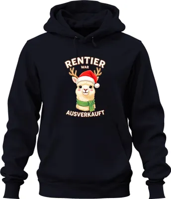 Produktbild von Rentier war t Alpaka Weihnachten lustig Geschenk Uni Hoodie Kapuzenpullover, Navy, M