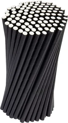 Produktbild von Love Nature Dauerhaft Papierstrohhalme Schwarz 100 Stück - Recycling Strohhalme - Trinkhalme Papier - Strohhalme Papier - Paper Straws - Strohhalm Einweg
