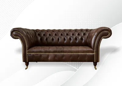 Produktbild von Chesterfield Samt Designer Sofa 2 Sitzer Couch Textil Leder Garnitur Braun Neu