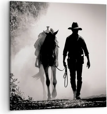 Produktbild von Bild auf Leinwand - Leinwandbild - Einteilig - Cowboy Pferd Shady - 50x50cm - Wand Bild - Wanddeko - Wandbilder - Leinwanddruck - Bilder - Wanddekoration - Leinwand bilder - Wandbild - AC50x50-4620