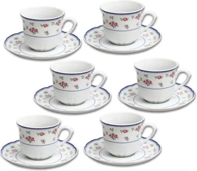 Image de Thun 1794 Rose, tasses et soucoupes, rose, bord bleu, 225 ml, Thun, 6 pièces