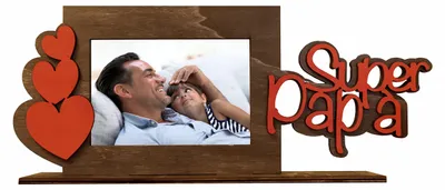 Fotolijst Super Papa aus Holz, 44x17 cm, für Vatertag