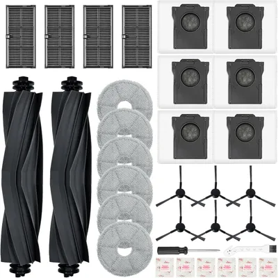 Produktbild von 32 Stück Zubehör für Dreame L10s Ultra Gen 2/L40 Ultra AE/L10s Pro Ultra Heat/X30 Ultra/Mova E30 Ultra Saugroboter, 2 Hauptbürsten, 4 Filter, 6 Wischpads, 6 Seitenbürsten, 6 Staubbeutel