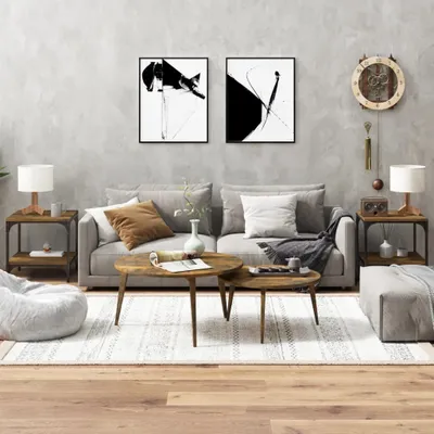 Immagine prodotto di vidaXL Tavolini 2 pz. Rovere affumicato 40x40x40 cm materiale a base di legno - Tavolino - Tavolini - Tavolino - Tavolo