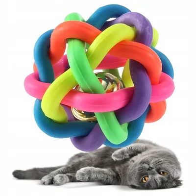 Produktbild von Gummispielzeug Katze Ball Beißring Glocke Katze 5.5cm