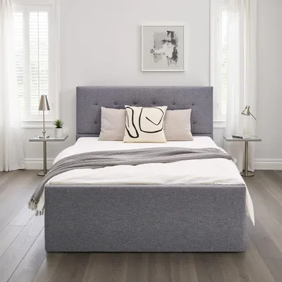 Produktbild von Homestyle4u 1915, Polsterbett 140x200 Grau Doppelbett Bettgestell Mit Lattenrost 4 Schubladen
