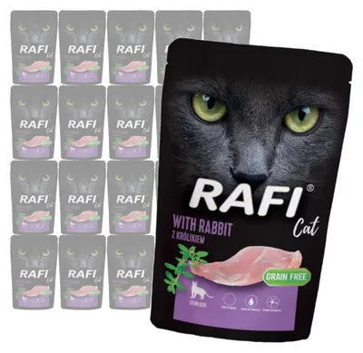 Produktbild von Rafi Katze Adult mit Kaninchen 20x100g Getreidefreies Nassfutter für kastrierte Katzen