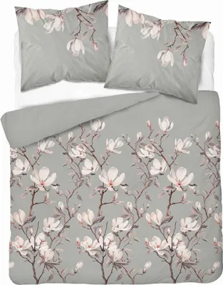 A bedding set with a floral pattern.