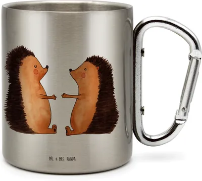 Produktbild von Mr. & Mrs. Panda Thermobecher Igel Liebe - Transparent - Geschenk, Teetasse, thermotasse, Teebecher, Partner, Freundin, Hochzeit, Campingtasse, Trinkbecher Edelstahl