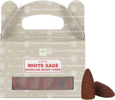 Produktbild von Backflow Räucherkegel 24 Stück, White Sage Duft, für Meditation, Entspannung, Zuhause