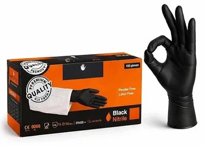 Zdjęcie produktu dla Rękawiczki nitrylowe czarne XL jednorazowe 100 sztuk bez pudru