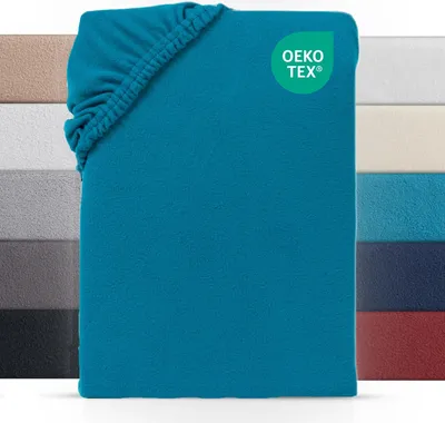 Produktbild von Teddy Plüsch Spannbettlaken Boxspring 180-200x200-220 cm, Warmes Winter Bettlaken Petrol