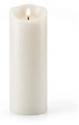 Produktbild von Relaxdays LED Kerze, HxD: 30 x 10 cm, flackernde Flamme, Echtwachs, flammenlose Stumpenkerze, XXL Bodenkerze, weiß