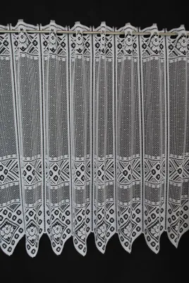 Produktbild von Gardinen Kranzusch Scheibengardine Blume Muster 60x273 cm H/B Weiß Bistrogardine Vorhang Küche 1er Pack