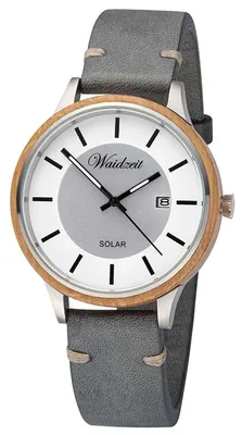 Produktbild von Waidzeit SLB02 Solaruhr Barrique Uhr Herrenuhr Lederarmband Datum grau