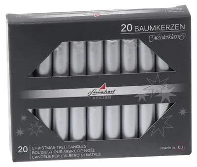 Produktbild von Baumkerzen Edelglanz Silber 95 x Ø 13 mm, 20 Stück