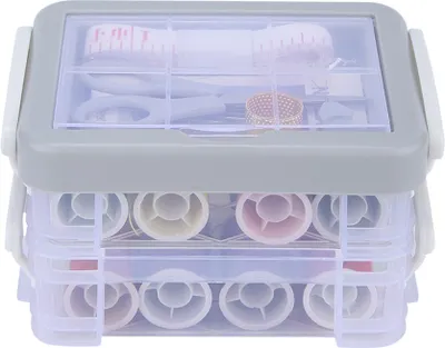 Obrázek produktu pro Šicí souprava pro domácnost, metr, nůžky, náprstek, nitě, sada jehel s úložným boxem