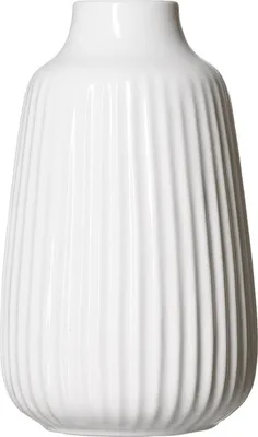 Produktbild von Ritzenhoff & Breker Blumenvase SANREMO, weiß, 240 mm aus Steingut, mit dekorativer Rillenstruktur,