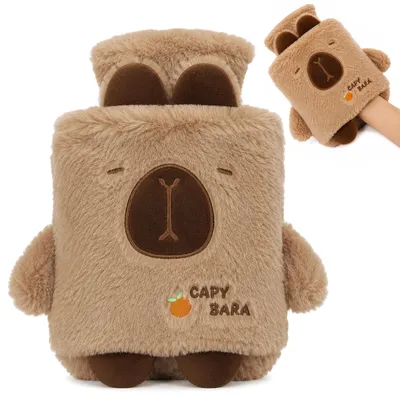 Produktbild von LIULINY Braunbär Wärmflasche 1Lmit Weichem Bezug Flauschig Wärmflasche Tier