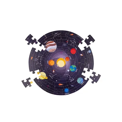 Produktbild von BigJigs Sonnensystem Puzzle - Lernspiel runde Bodenpuzzle Weltraum