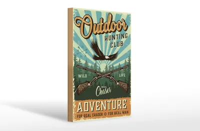 Produktbild von Holzschild Retro 20x30cm Outdoor hunting club Adventure